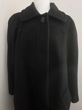 Vintage KASPER 100% Wool Overcoat Black Pea Coat 1960s Made in USA
